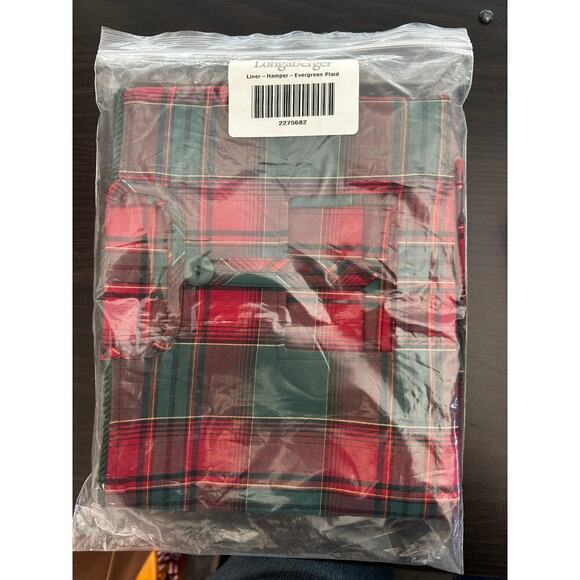 Longaberger Evergreen Plaid HAMPER basket liner Hostess LARGE NEW - Picture 1 of 1